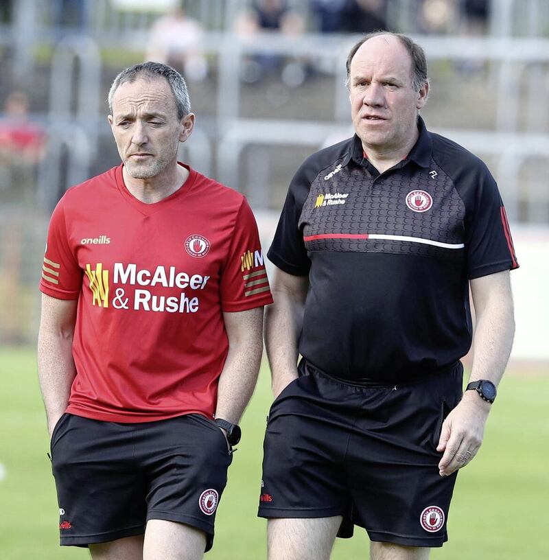 Tyrone senior football joint-managers Feargal Logan and Brian Dooher                    Picture: Philip Walsh