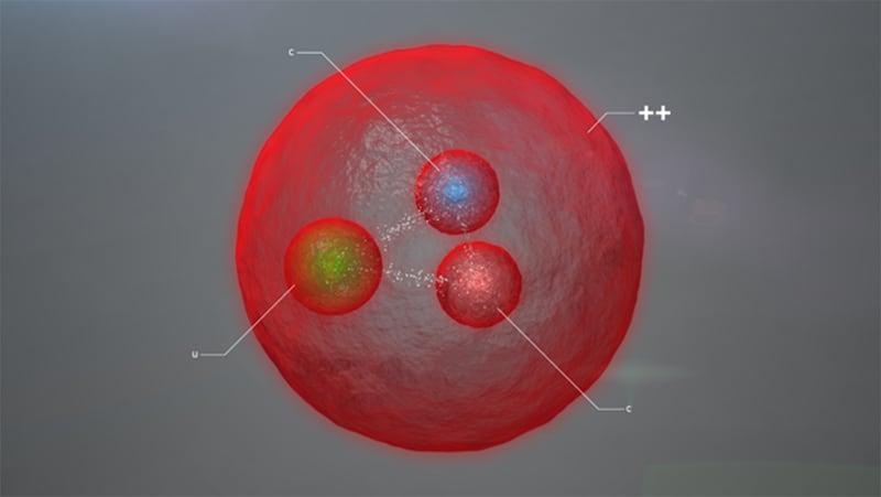 Image representing the new particle containing two charm quarks and one light quark.
