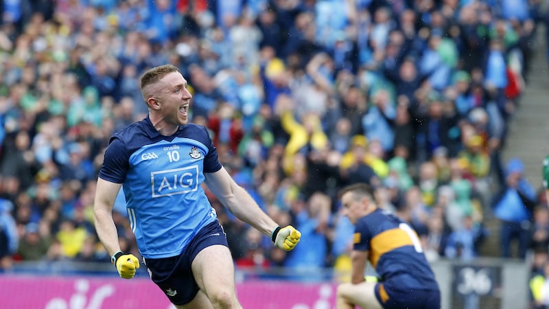 John Small celebrates scoring Dublin's goal in the second half. Picture: Philip Walsh