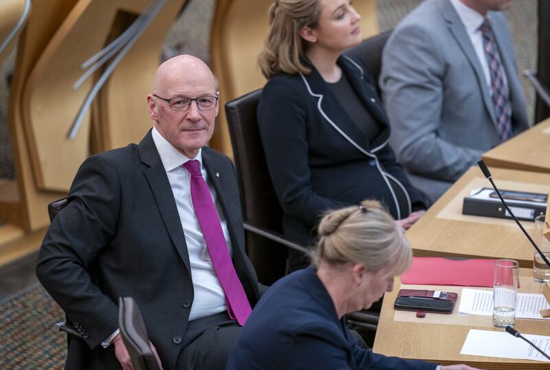 John Swinney in the main chamber at Holyrood after being voted in as First Minister on Tuesday