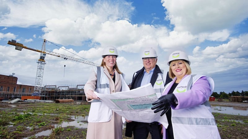 Pictured on site in Carrickfergus, where Clanmil is developing 48 apartments for active older people, are (from left) Joanna McArdle, director at Barclays Corporate Banking, Greg Bell, executive director of finance at Clanmil, and Carol McTaggart, Clanmil Group&#39;s chief executive 