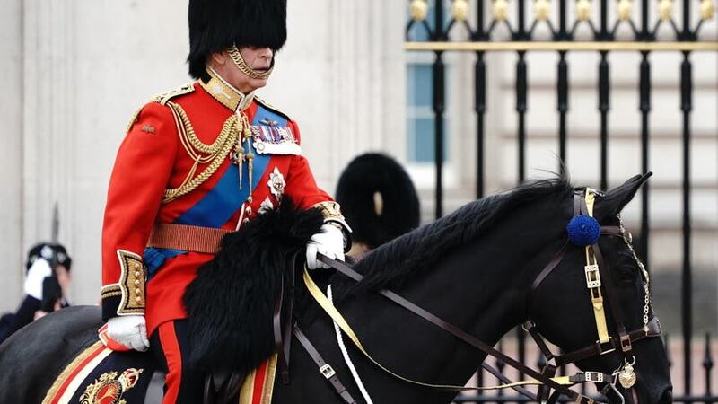 The King departs Buckingham Palace for the Trooping the Colour ceremony (Victoria Jones/PA)