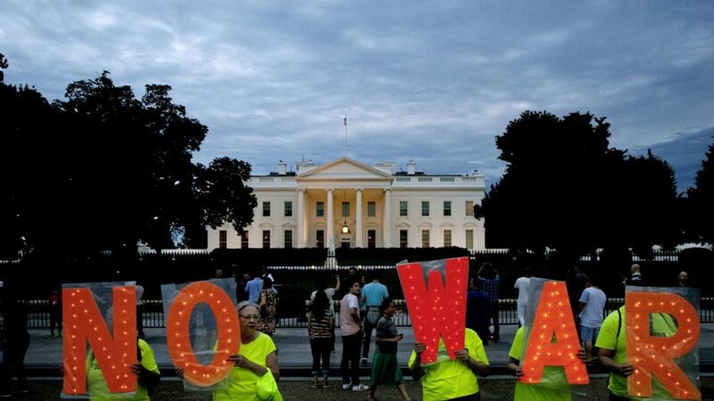 Anti-war protesters outside the White House last year &ndash; their message apparently fell on deaf ears 