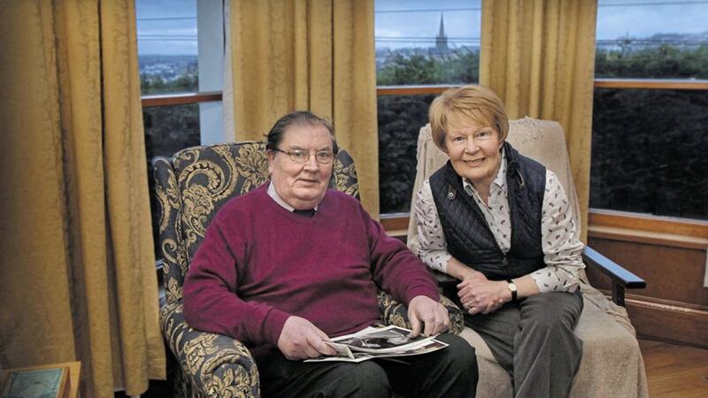 Pat Hume, pictured with her late husband, John, passed away at her Derry home yesterday.  