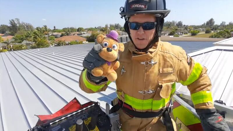 The toy, known as Rockstar Freddy, was brought down safely and returned to its owner.