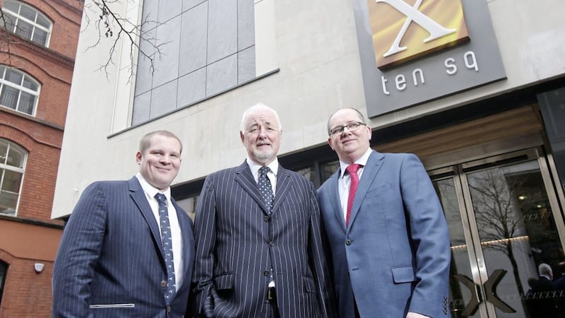 Tourism NI chairman Terence Brannigan (centre) marks Ten Square&#39;s first phase expansion with Loughview&#39;s Chris Kearney (left) and Stephen Carson 