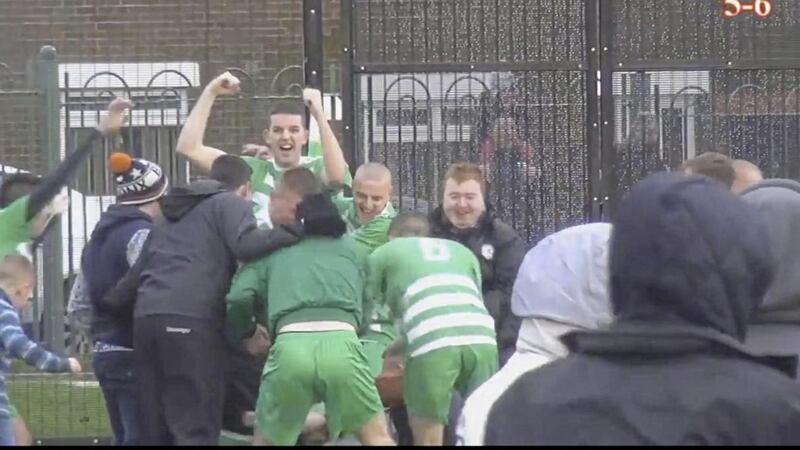 Footage of the remarkable match between Belfast Celtic YM and Shamrock FC which has over four million views online 