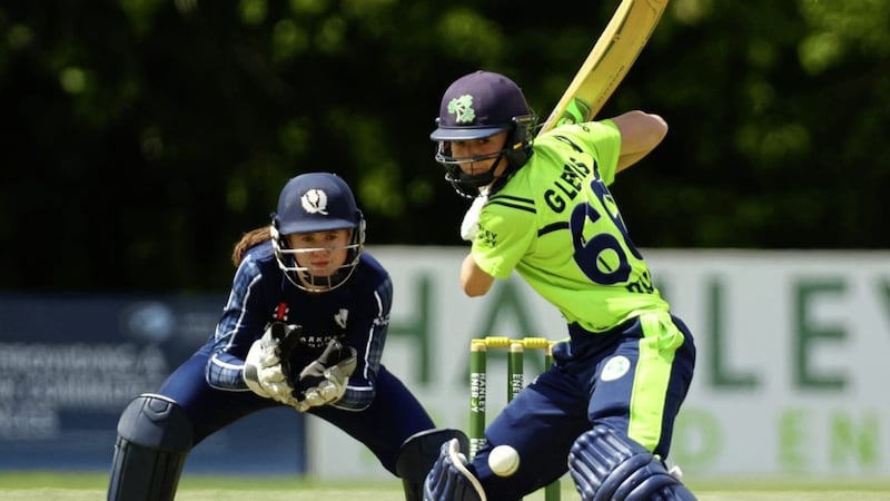 Gaby Lewis, shown in action for Ireland women, has been chosen by the ICC in the Women's T20I Team of the Year. <br />Pic: Oisin Keniry