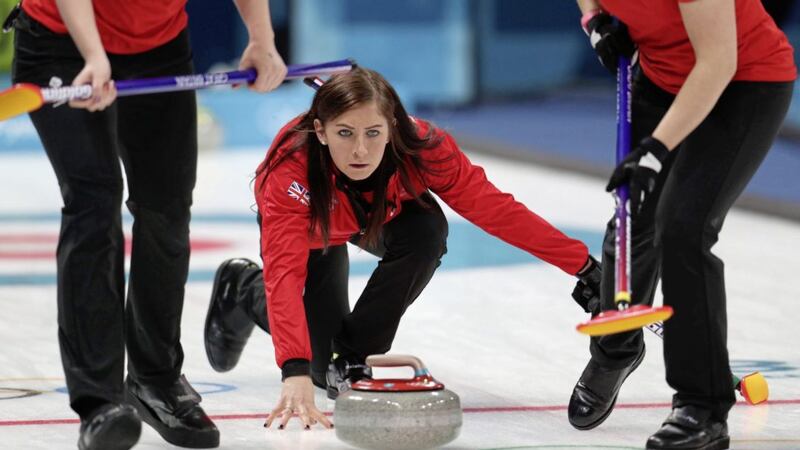 GB skipper Eve Muirhead a picture of concentration during a curling match with Switzerland at the recent Winter Olympic Games in South Korea 