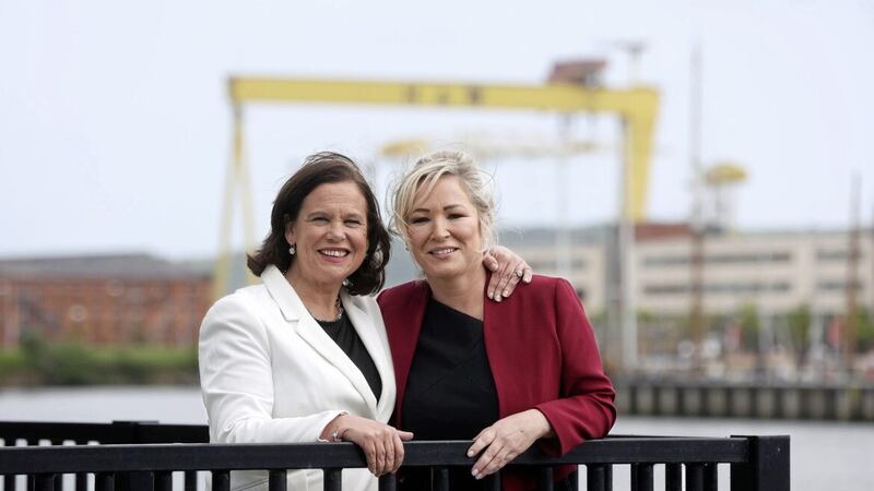 Sinn F&eacute;in leaders Mary Lou McDonald and Michelle O&#39;Neill pictured in Belfast following the party&#39;s success in the local government election. Picture by Mal McCann 