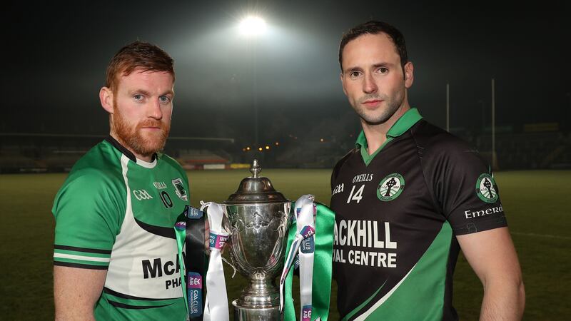 &nbsp;Blackhill Emeralds&rsquo; captain Darren Woods and St Patrick&rsquo;s, Rock&rsquo;s opposite number Tommy Bloomer