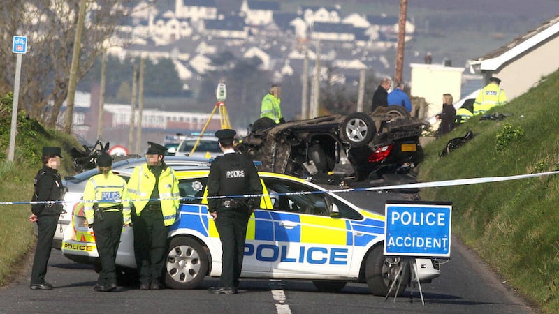 The scene of a two-car crash on Easter Monday which killed two young men 