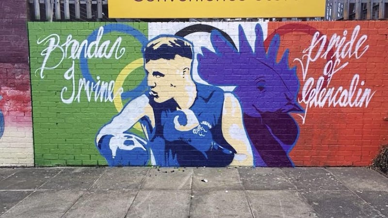 The recently unveiled mural of Brendan Irvine, who won a silver medal at the Commonwealth Games in Australia 