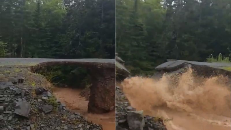 The moment was captured in Nova Scotia after heavy rains.