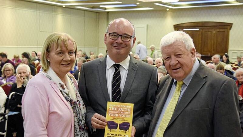 Ann Kelly with her husband Michael and son Michael at the launch of his book <em>How to Defend the Faith Without Raising Your Voice</em>