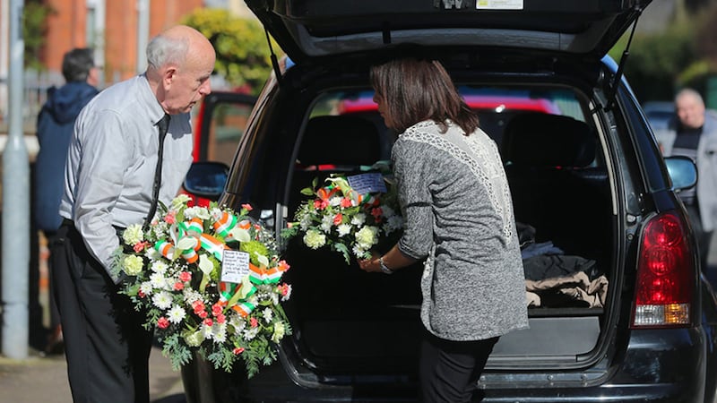 Flowers are delivered to Martin McGuinness' home in Derry following the death of the Northern Ireland's former deputy first minister&nbsp;