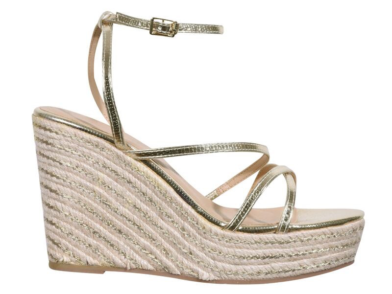 New Look Gold Faux Snake Metallic Espadrille Wedge Sandals