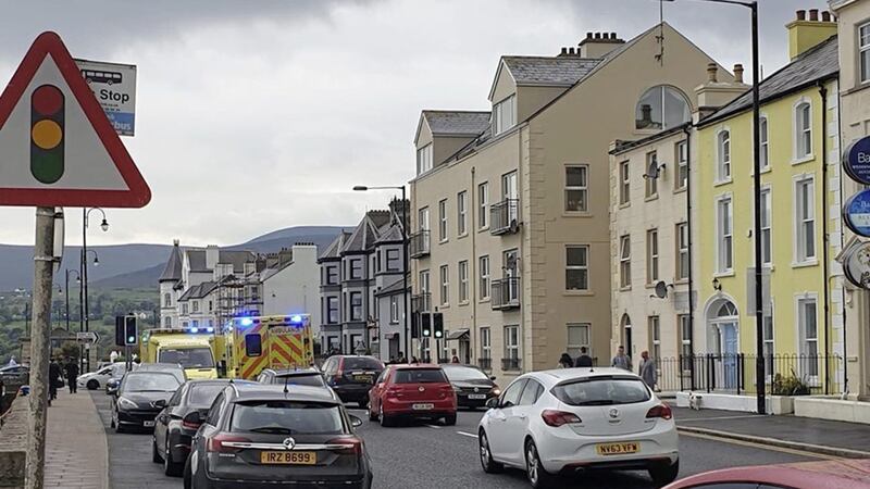 Emergency services at the scene of the sudden death of a man in the Seaview area of Warrenpoint on Saturday afternoon. Picture by Mark Gibbons 