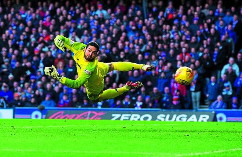Celtic&rsquo;s Craig Gordon makes a save during the Ladbrokes Scottish Premiership match against Rangers at Ibrox Stadium, Glasgow on Saturday December 29 2018. All pictures by Jeff Holmes/PA Wire. <br /> 
