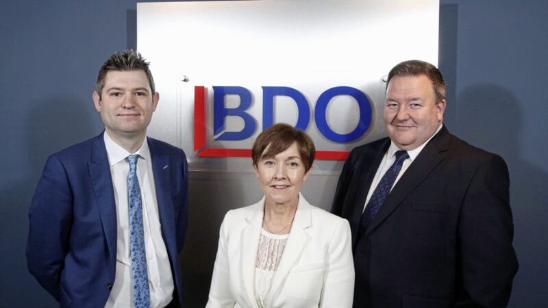 Christopher Morrow, head of policy at Northern Ireland Chamber; Maureen O&rsquo;Reilly, economist for the QES and Brian Murphy, managing partner at BDO present the latest NI Chamber/BDO Quarterly Economic Survey findings 