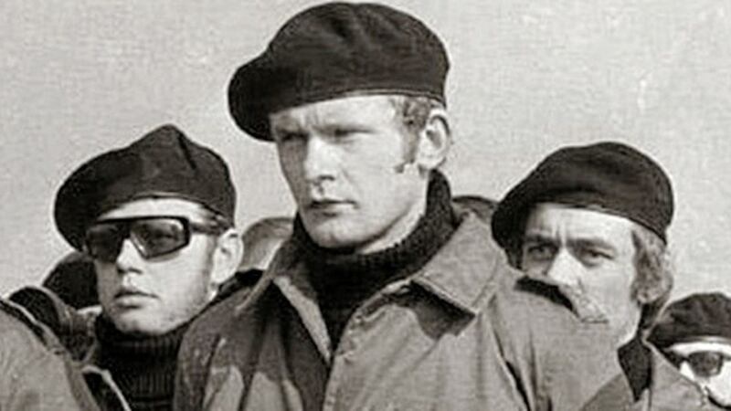 Martin McGuinness pictured as part of the colour party at the funeral for his close friend Colm Keenan 