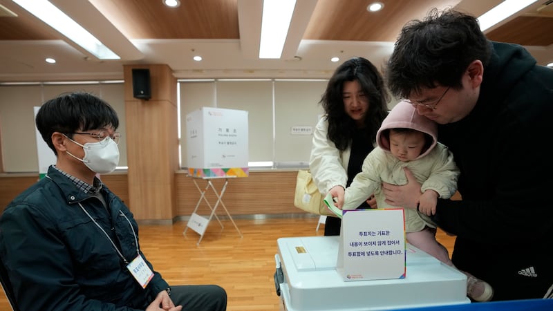 Wednesday’s election was widely seen as a mid-term confidence vote on President Yoon (Ahn Young-joon/AP)