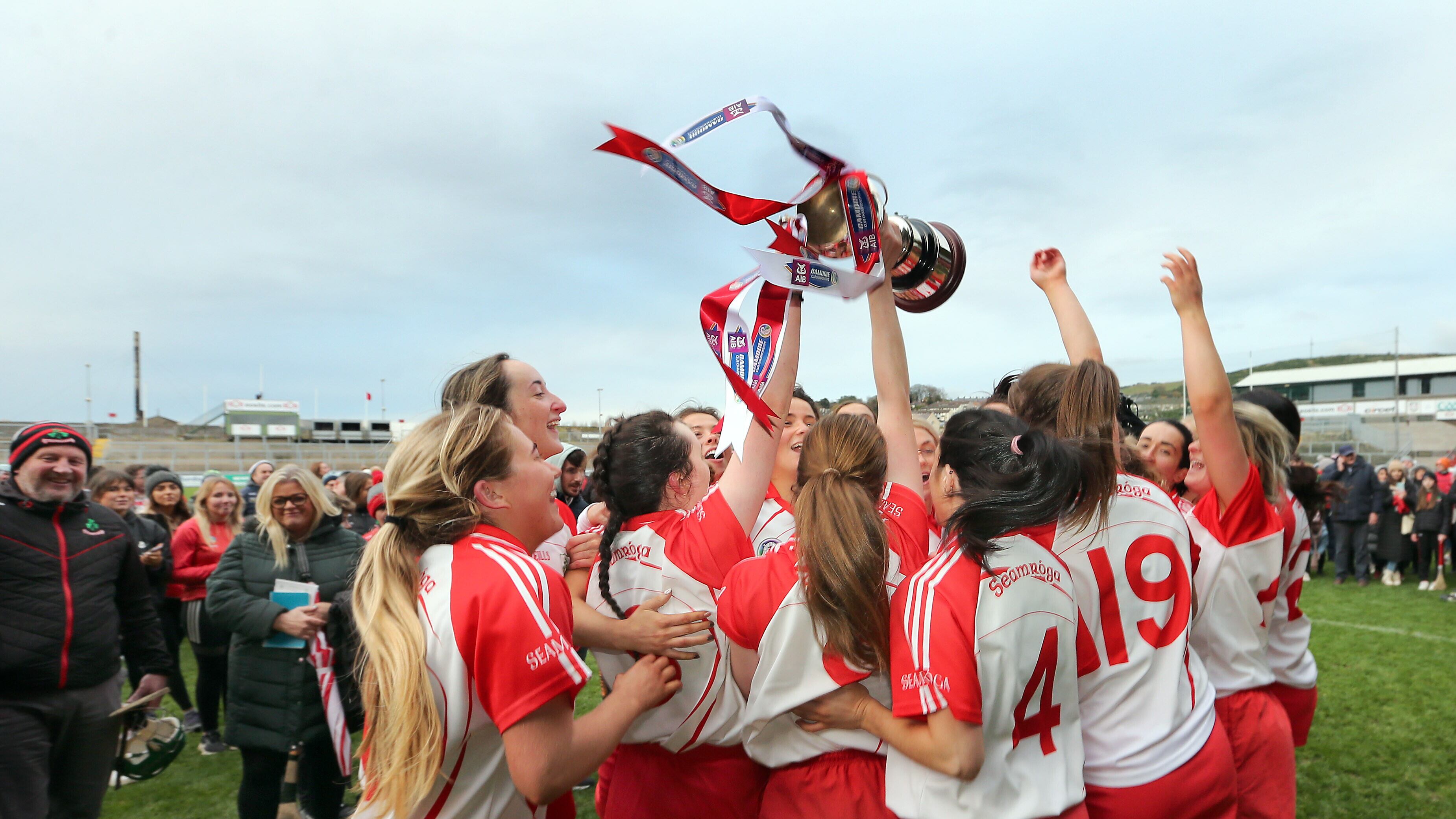 Loughgiel celebrate last year's Ulster final win over Slaugthneil Picture: Margaret McLaughlin