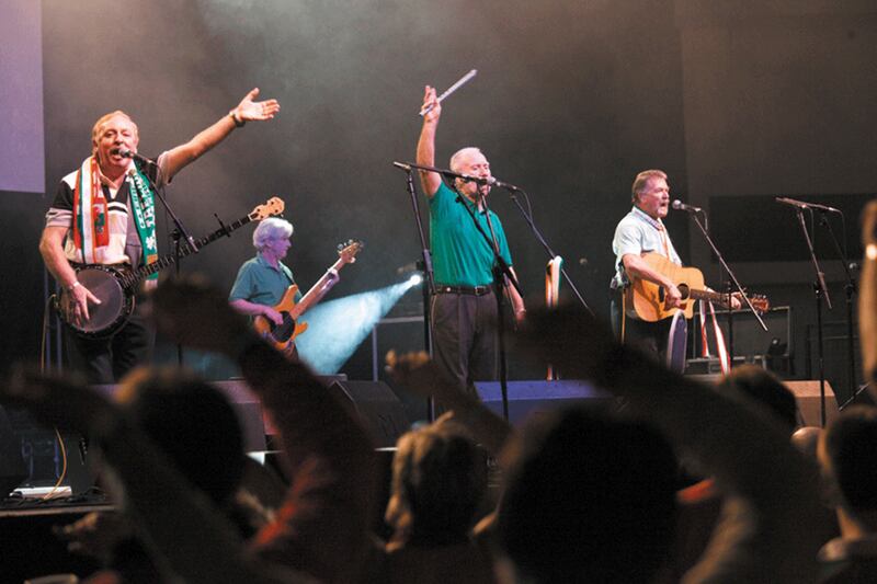 The Wolfe Tones at a concert in Cardiff 