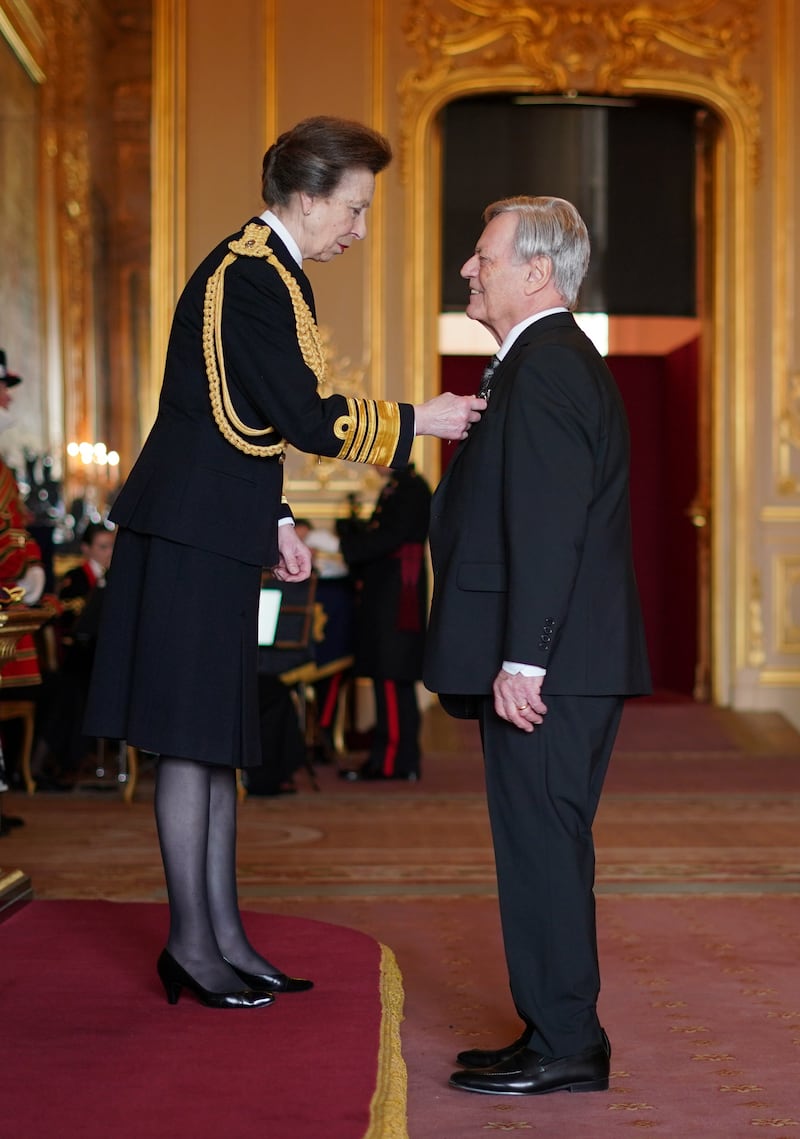Tony Blackburn received his OBE from the Princess Royal in an investiture ceremony at Windsor Castle