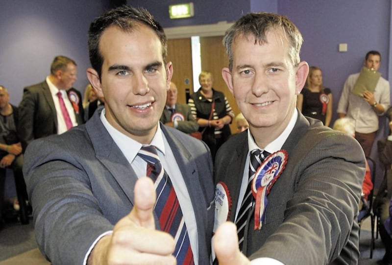 DUP councillor Luke Poots with his father, DUP assembly member Edwin Poots. Picture by Cliff Donaldson 