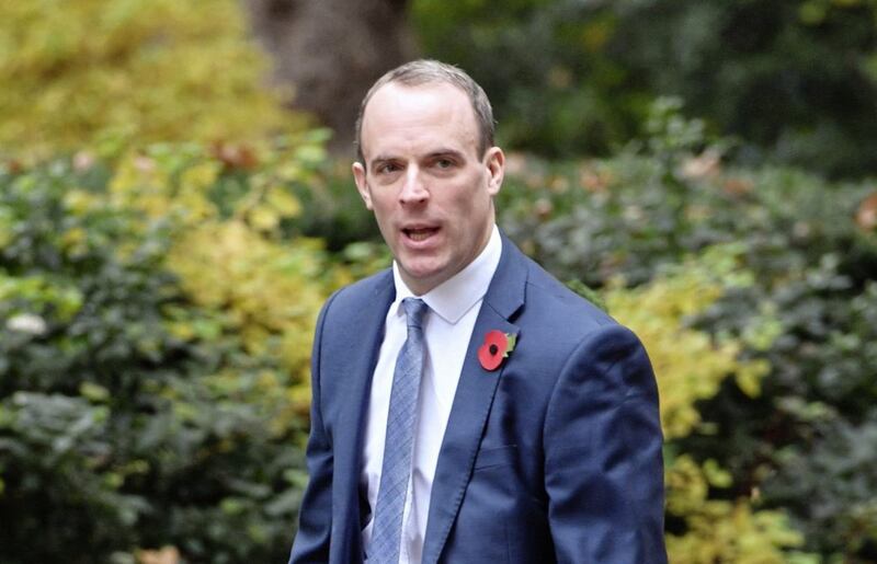 Brexit Secretary Dominic Raab arrives in Downing Street yesterday. Picture by John Stillwell/PA Wire 