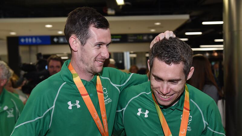 Glengormley&rsquo;s Michael McKillop (left) won the T37 1,500m gold medal at the Rio Paralympics and Derry sprinter Jason Smyth took a third straight gold in the T13 100m event <br /> Pictures by Sportsfile