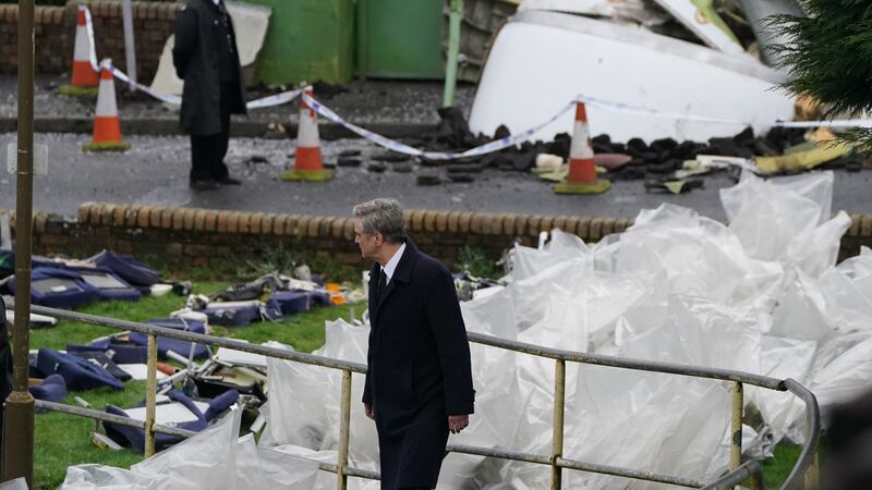Colin Firth on set in Bathgate, West Lothian, during filming for an upcoming Sky series about the Lockerbie bombing