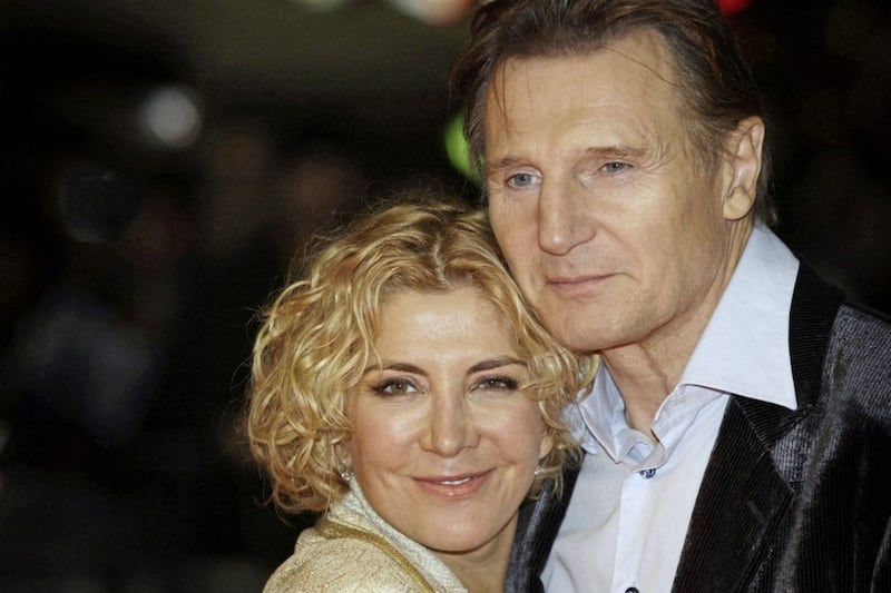 Liam Neeson pictured with his wife, Natasha Richardson who was 45 when she died in 2009 in New York, after suffering a head injury in a skiing accident in Montreal. Picture by AP Photo/Joel Ryan 