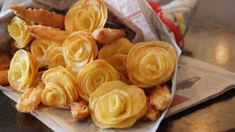 Simpsons in Gloucestershire will be selling potato ‘roses’ and fish goujon ‘foliage’ on Thursday February 14.