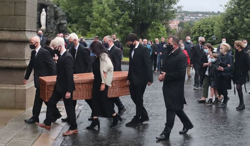 &nbsp;John Hume's remains are carried into St Eugene's Cathedral in Derry. Picture by Niall Carson, PA