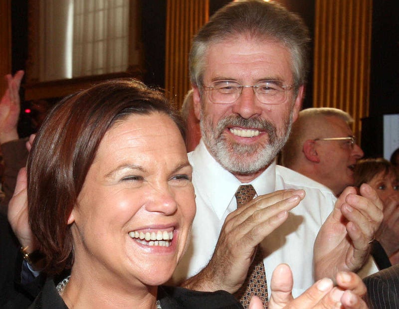 Sinn Féin's Mary Lou McDonald and former party leader Gerry Adams