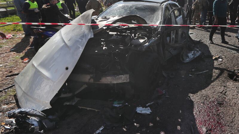 The attack struck a car near the coastal town of Jadra, south Lebanon (AP)