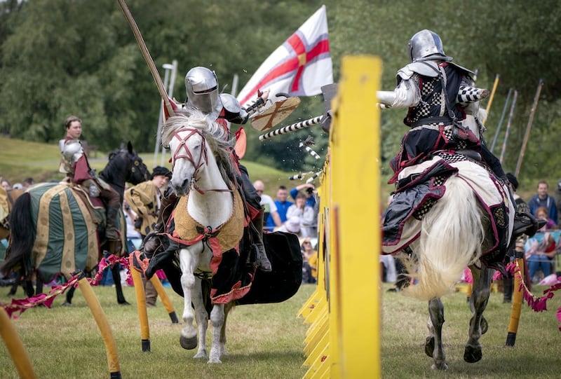 Participants take part in the annual Spectacular Jousting tournament at Linlithgow Palace in West Lothian 