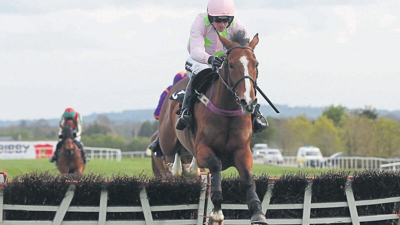 Faugheen ridden by Ruby Walsh wins The Queally Group Celebrating 35 Years In Naas Punchestown Champion Hurdle in May 2015