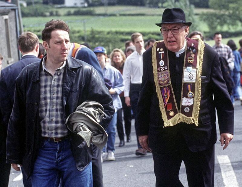 North Antrim MP Ian Paisley junior (left) pictured with his father during the Drumcree stand off in 1996 