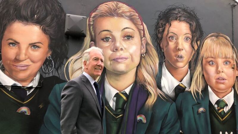 &nbsp;Congressman Richard Neal visits the Derry Girls mural as he leads a Congressional delegation on a visit to Derry