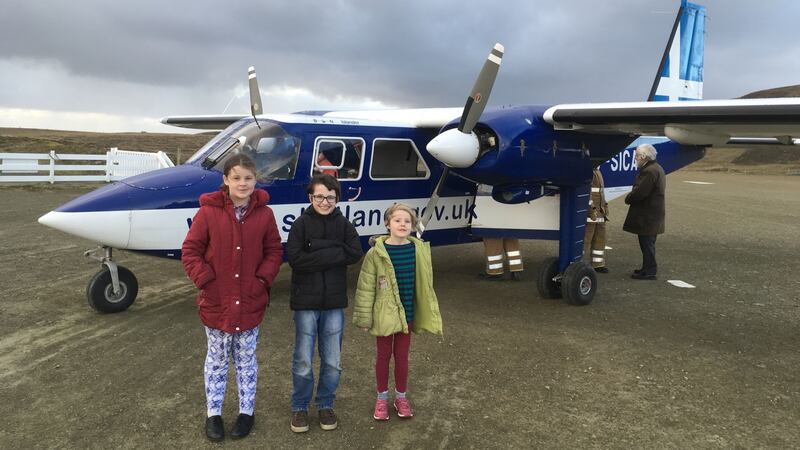 There’s no pool on the Fair Isle, so these pupils have to take a 25-minute flight.