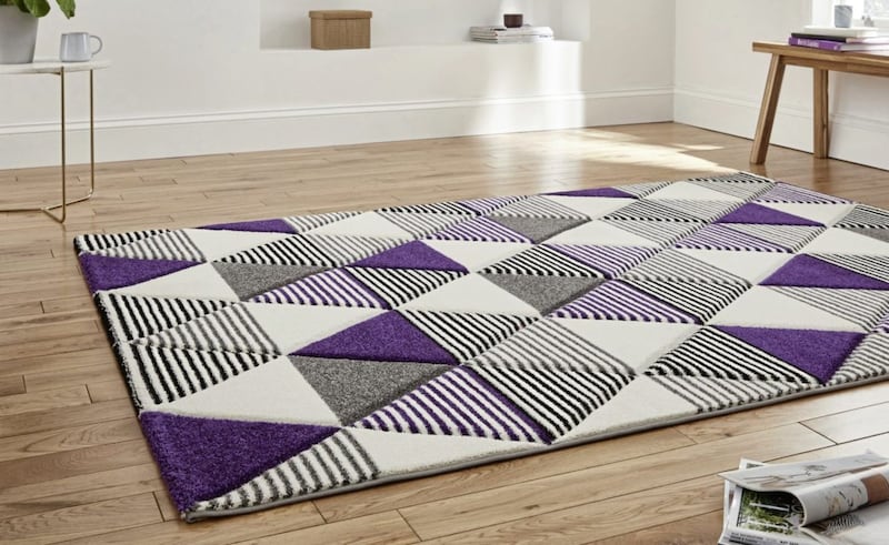 Brooklyn Modern Geometric Rug BRK15 in Grey Purple, from &pound;94.99 (120 x 170cm), available to pre-order, The Rug Seller 