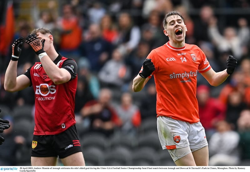 Andrew Murnin celebrates his goal against Down in the Ulster semi-final at Clones