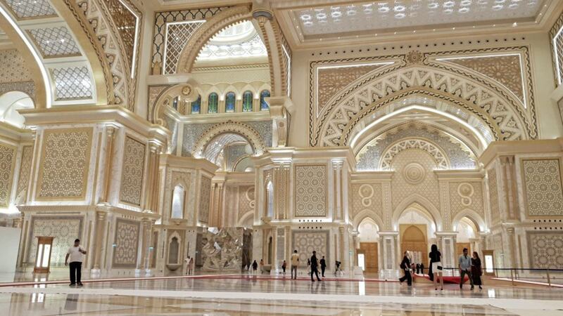 The Great Hall of Abu Dhabi&#39;s Qasr Al Watan Palace, a working presidential palace that opened just two years ago 