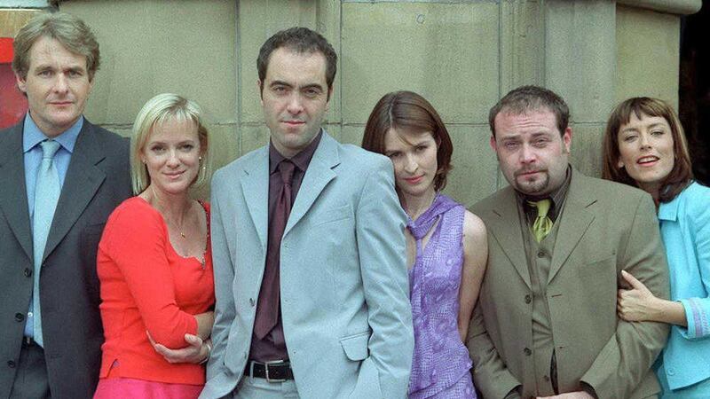 Jimmy Nesbitt with the rest of the Cold Feet cast the first time around