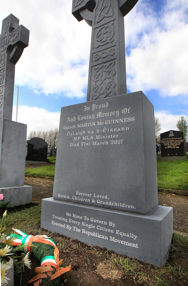&nbsp;A one-time IRA commander, Mr McGuinness's membership of the paramilitary group is marked on his headstone in the cemetery's republican plot.Picture by Margaret McLaughlin