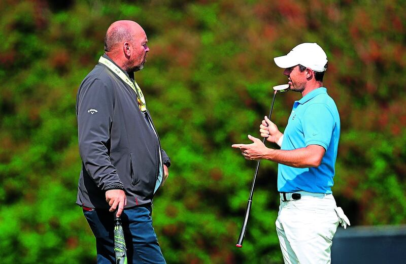 Northern Ireland's Rory McIlroy with Thomas Bjorn during preview day three of The Open Championship 2019 at Royal Portrush Golf Club on Tuesday July 16, 2019. Picture by David Davies/PA Wire.