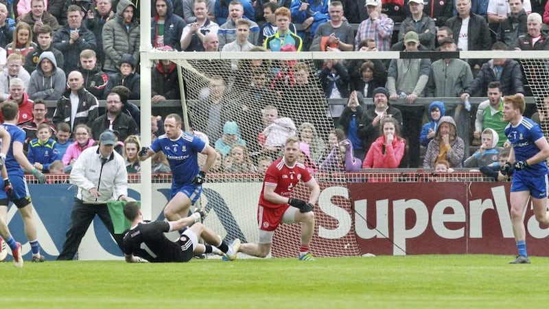 Vinny Corey of Monaghan grabs the all-important goal against Tyrone last weekend Picture by Margaret McLaughlin 